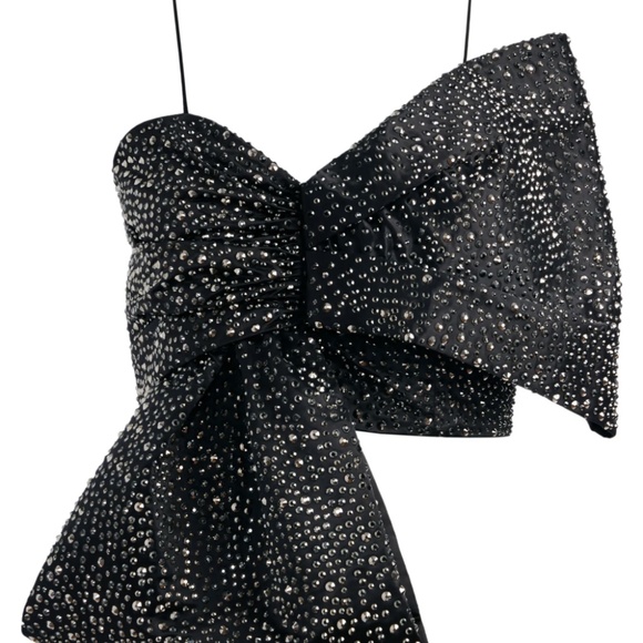 Alice and Olivia Beline Embellished Bow Crop Top, Black - Retail $660 - Picture 4 of 6